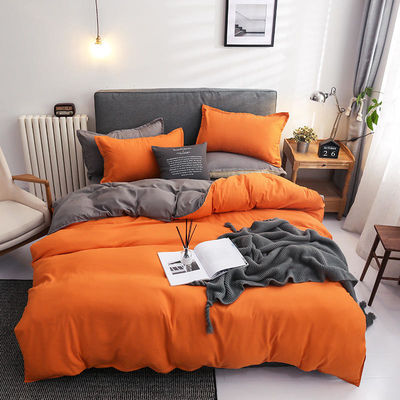 Color de contraste 4 piezas de ropa de cama de microfibra Conjunto de manta de edredón verde sólido para cama King Size