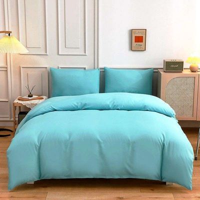 Color de contraste 4 piezas de ropa de cama de microfibra Conjunto de manta de edredón verde sólido para cama King Size