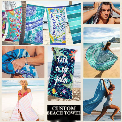 Diseño personalizado toalla de playa de microfibra envío rápido tamaño grande ideal para deportes de verano