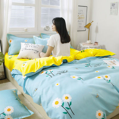 100% de lujo cubierta de edredón 4 piezas de cama Set de sábanas con 2pcs de almohadilla