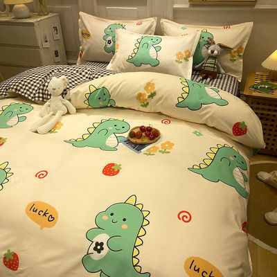 100% de lujo cubierta de edredón 4 piezas de cama Set de sábanas con 2pcs de almohadilla