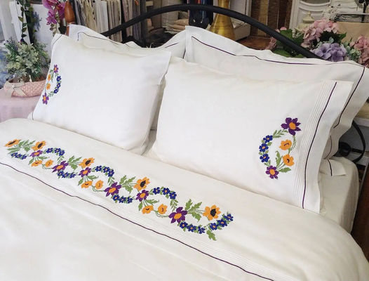 Nantong lujoso set de ropa de cama de edredón con costuras bordadas cubiertas para cama de tamaño king