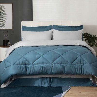 Set de ropa de cama de lujo con impresión de flores para cama de tamaño queen 7 piezas