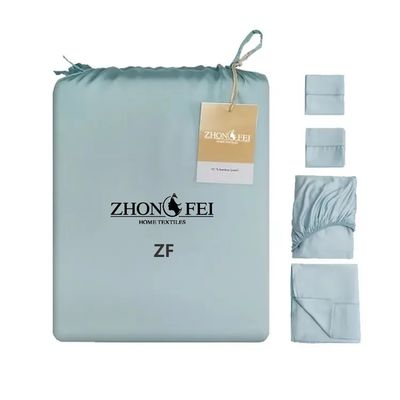 Cama de cama plana de bambú puro suave con bolsillos profundos Set de ropa de cama reina para el hogar