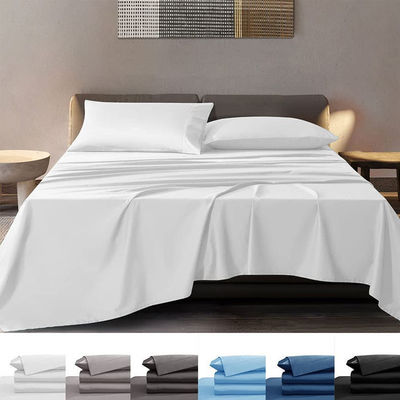 Cama de cama plana de bambú puro suave con bolsillos profundos Set de ropa de cama reina para el hogar