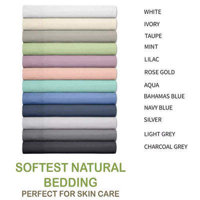 Cama de cama plana de bambú puro suave con bolsillos profundos Set de ropa de cama reina para el hogar