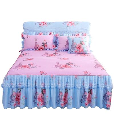 Hoteles de estilo doble de encaje sábanas de cama con la falda de cama Seti de ropa de cama impermeable