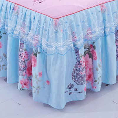 Hoteles de estilo doble de encaje sábanas de cama con la falda de cama Seti de ropa de cama impermeable