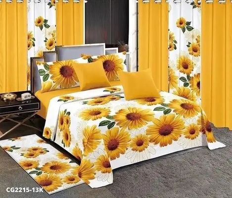 Moda flor de boda roja 13pcs Set de ropa de cama con tamaño personalizado y cortinas a juego