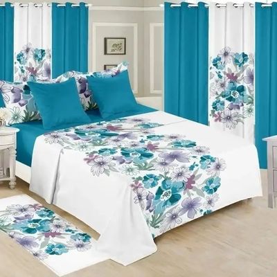 Moda flor de boda roja 13pcs Set de ropa de cama con tamaño personalizado y cortinas a juego