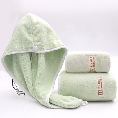 Logotipo Capuchón de cabello personalizable Absorvente y Multicolor Fleece de coral para duchas de mujeres