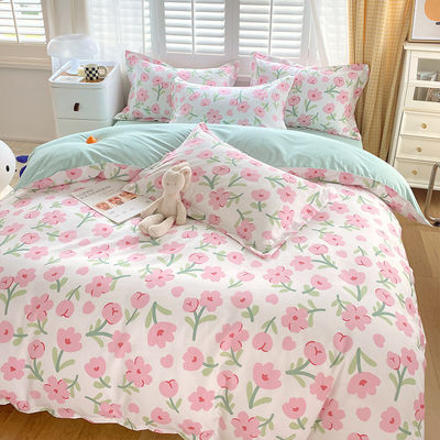 Categoría A 2024 Tendencia de ropa de cama de algodón espesada cepillada lavada de cuatro piezas