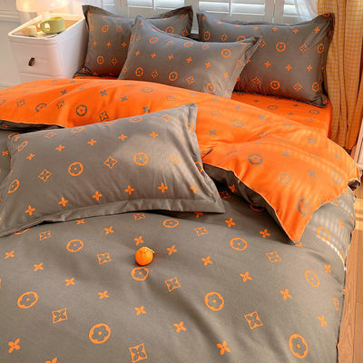 Categoría A 2024 Tendencia de ropa de cama de algodón espesada cepillada lavada de cuatro piezas