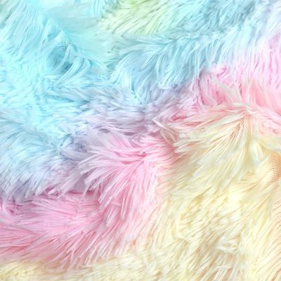200TC Cuenta de hilos Set de ropa de cama de piel falsa Duvet de visón Rainbow Plush Fluffy Set de sábanas de lujo