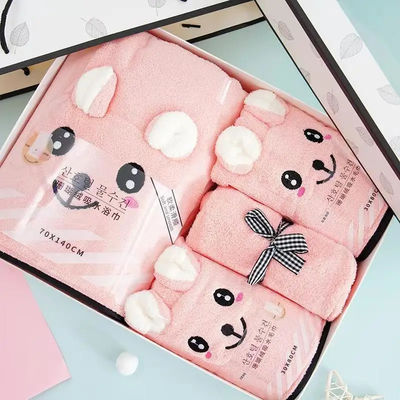 Logotipo personalizado Seco rápido 4 piezas Toallita de baño Conjunto Toque suave Mano y rostro Impresión de lujo Toallita para todas las edades