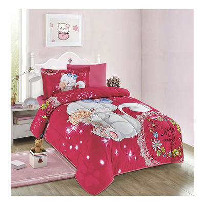 Home 4PCS Set Cute dibujos animados Impresos Niños Seti de cubierta de edredón 100% de algodón