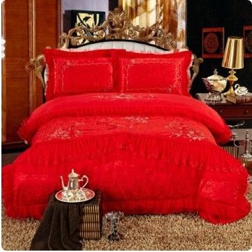 Set de ropa de cama de boda de lujo de 10 piezas con sábanas y cubiertas de tela de algodón tejida de 200TC