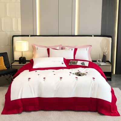 Exquisita artesanía de bordados 100% de algodón Seti de ropa de cama de colcha para dormir cómodamente 4 Pcs