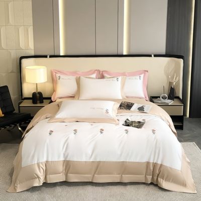 Exquisita artesanía de bordados 100% de algodón Seti de ropa de cama de colcha para dormir cómodamente 4 Pcs