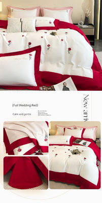 Exquisita artesanía de bordados 100% de algodón Seti de ropa de cama de colcha para dormir cómodamente 4 Pcs