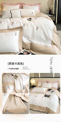 Exquisita artesanía de bordados 100% de algodón Seti de ropa de cama de colcha para dormir cómodamente 4 Pcs