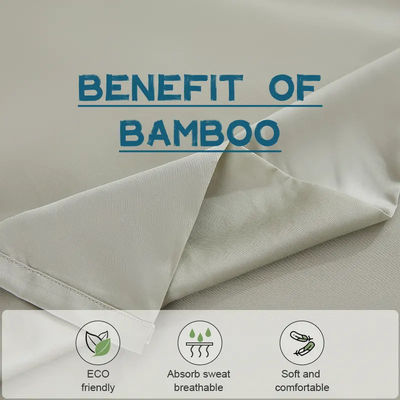 Cuatro piezas de ropa de cama de bambú liso teñido y desechable con impresión de color sólido