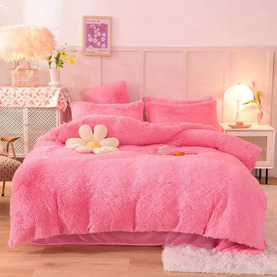 Conjunto de ropa de cama de relleno de poliéster de color sólido con cubierta de edredón de franela de hoja plana