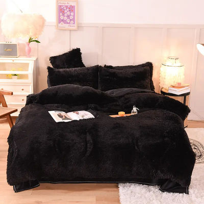 Conjunto de ropa de cama de relleno de poliéster de color sólido con cubierta de edredón de franela de hoja plana