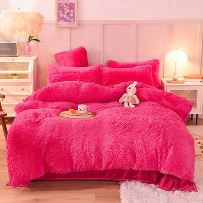Conjunto de ropa de cama de relleno de poliéster de color sólido con cubierta de edredón de franela de hoja plana