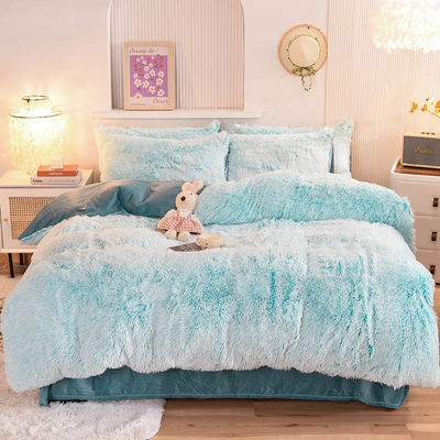 4 piezas de color sólido de todas las estaciones de piel falsa de terciopelo pelusa de peluche ropa de cama suave para niñas