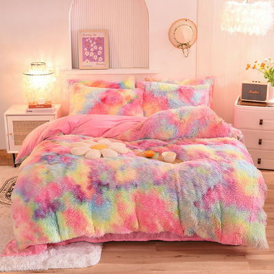 4 piezas de color sólido de todas las estaciones de piel falsa de terciopelo pelusa de peluche ropa de cama suave para niñas