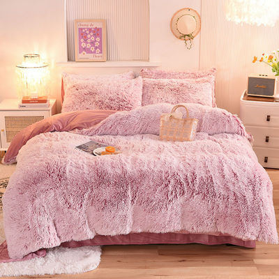 4 piezas de color sólido de todas las estaciones de piel falsa de terciopelo pelusa de peluche ropa de cama suave para niñas