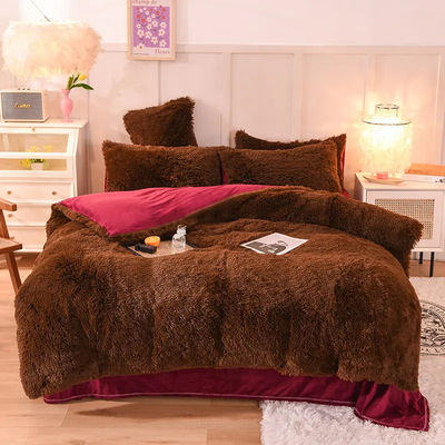 4 piezas Queen Size Set de cubierta de edredón con falda de satén y material de cama de algodón terciopelo