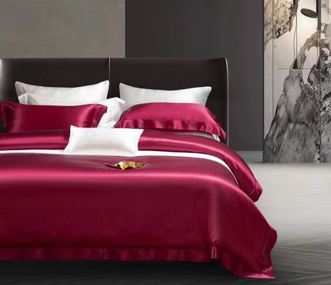 Set de ropa de cama de seda de tamaño de reina Sábanas de 4 sábanas Set de cama para el hogar Hotel de lujo