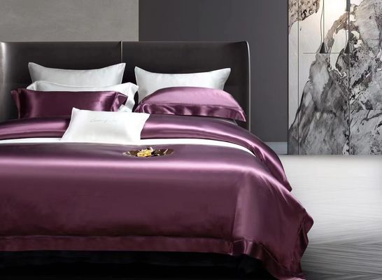 Set de ropa de cama de seda de tamaño de reina Sábanas de 4 sábanas Set de cama para el hogar Hotel de lujo