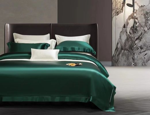 Set de ropa de cama de seda de tamaño de reina Sábanas de 4 sábanas Set de cama para el hogar Hotel de lujo