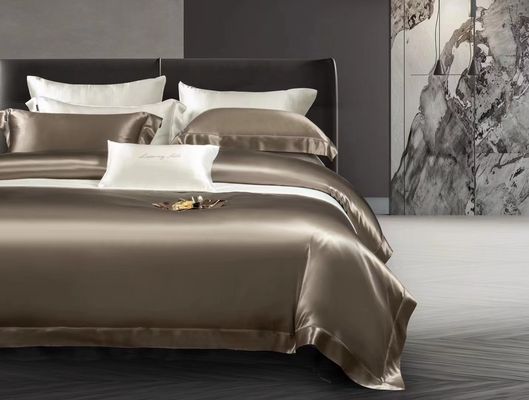 Set de ropa de cama de seda de tamaño de reina Sábanas de 4 sábanas Set de cama para el hogar Hotel de lujo