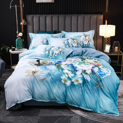2023 Lavado de seda cómoda Beddinmg Conjunto de impresión diagonal Sábanas de cama de lujo Flor de cubierta de cama