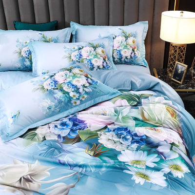 2023 Lavado de seda cómoda Beddinmg Conjunto de impresión diagonal Sábanas de cama de lujo Flor de cubierta de cama