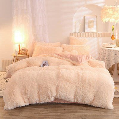 Set de ropa de cama de lana de visón con cubierta de edredón de color sólido y colecciones de fundas de almohada