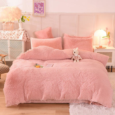 Set de ropa de cama de lana de visón con cubierta de edredón de color sólido y colecciones de fundas de almohada