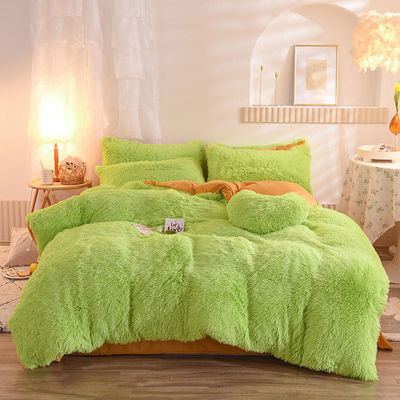 Set de ropa de cama de lana de visón con cubierta de edredón de color sólido y colecciones de fundas de almohada