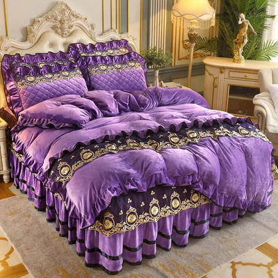 Cubierta de edredón 4pcs 400TC Camiseta de cama de algodón lujosa ropa de cama plissada con 2 fundas de almohada