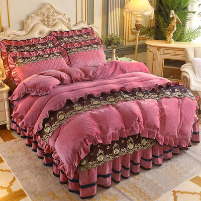 Cubierta de edredón 4pcs 400TC Camiseta de cama de algodón lujosa ropa de cama plissada con 2 fundas de almohada