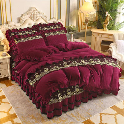 Cubierta de edredón 4pcs 400TC Camiseta de cama de algodón lujosa ropa de cama plissada con 2 fundas de almohada