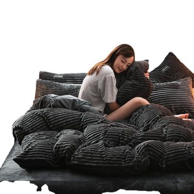 Conjunto de ropa de cama de franela 4 piezas Conjunto de hojas para cama individual Estándares nacionales Tamaño Queen/King
