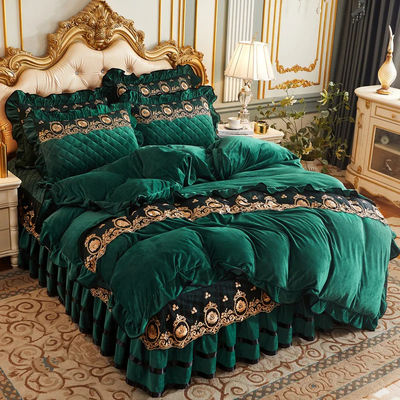 Cubierta de edredón 4pcs 400TC Camiseta de cama de algodón lujosa ropa de cama plissada con 2 fundas de almohada