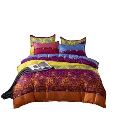 Home Hotel Bohemian Set de cubierta de edredón doble azul con set de ropa de cama de manta de Boho marrón