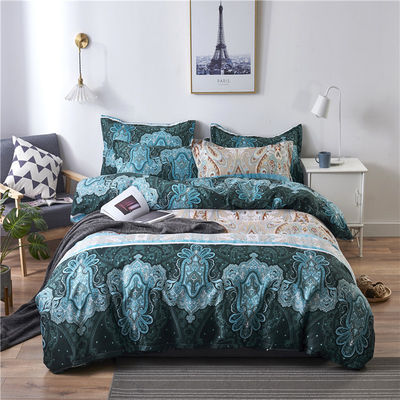 Home Hotel Bohemian Set de cubierta de edredón doble azul con set de ropa de cama de manta de Boho marrón