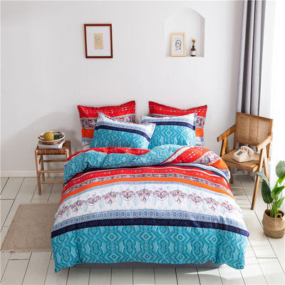 Home Hotel Bohemian Set de cubierta de edredón doble azul con set de ropa de cama de manta de Boho marrón
